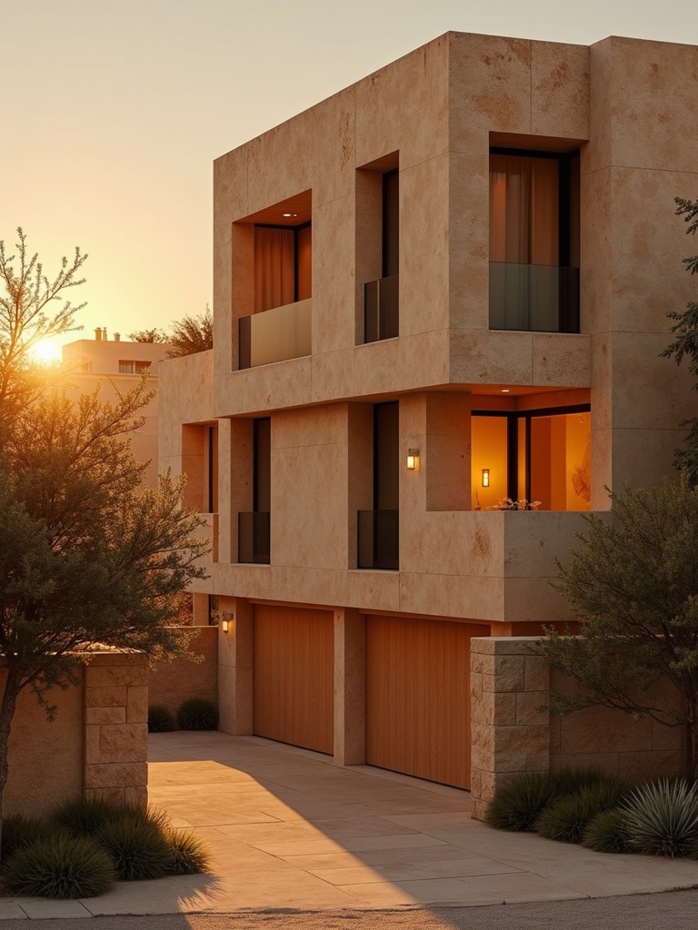 Townhouse facade in limestone