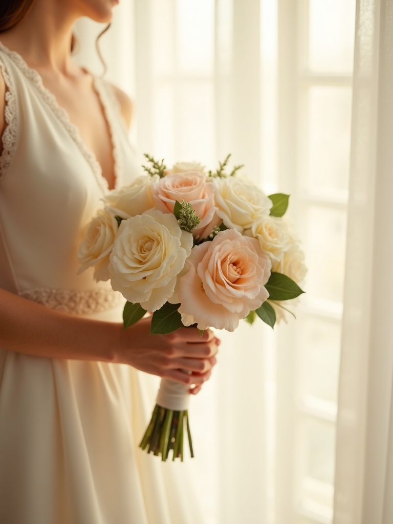 Bridal bouquet in window light
