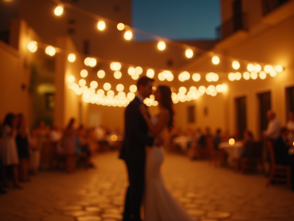 First dance under string lights