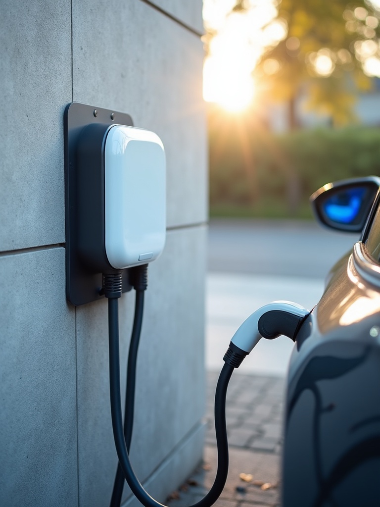 EV charger on limestone wall